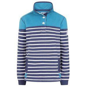 Lazy Jacks UK Striped Henley Sweatshirt Peacock/Navy Size 14 NWT